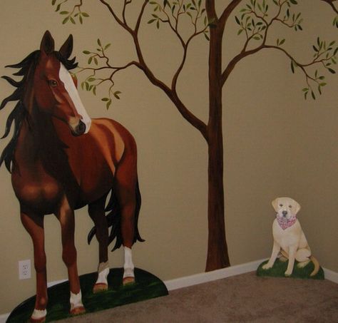 Horse Bedrooms, Wall Murals Painted Diy, Horse Themed Bedrooms, Horse Mural, Horse Wall Stickers, Horse Bedroom, Ride Horse, Horse Room, Born To Ride