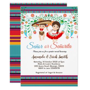 Senor or Senorita Gender Reveal Invitation Senor Or Senorita Gender Reveal, Mexican Gender Reveal, Señor Or Señorita Gender Reveal, Fiesta Gender Reveal Party, Charro Invitations, Spanish Invitations, Mexican Invitations, Gender Reveal Party Theme, Gender Reveal Themes