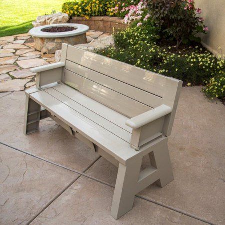 Convert-A-Bench Outdoor Bench and Picnic Table Image 1 of 10 Folding Picnic Table Bench, Picnic Table Bench, Folding Picnic Table, Picnic Bench, Free Furniture, Garden Bench, Outdoor Bench, Garden Patio Furniture, Patio Table