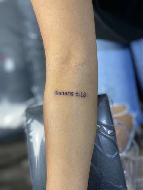 Roman’s Bible Verse Tattoo, Romans 818 Tattoo, Small Bible Tattoos For Women, Romans 1 16 Tattoo, Roman’s 8 28 Tattoo, Roman 8:18tattoo, Roman Numeral Bible Verse Tattoo, Romans 12:2 Tattoo, Romans 8 31 Tattoo