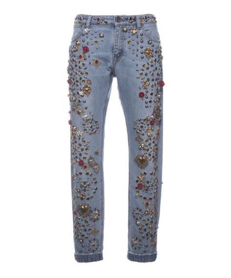 Dolce and Gabbana Embellished Boyfriend Jeans Spring 15 Dolce And Gabbana Jeans, Dolce And Gabbana Fashion, Boyfriend Jacket, Boyfriend Fit Jeans, Stylish Jeans, Boyfriend Jean, Embellished Jeans, Jeans Diy