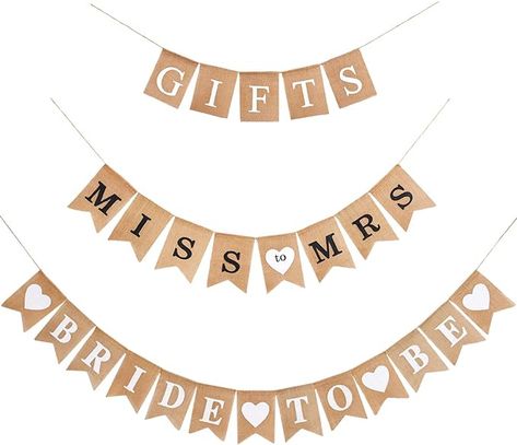 Amazon.com: 3 Pieces Bridal Shower Banner Bride to Be Decorations Banner Gifts Banner Rustic Burlap Bunting Banner for Bridal Shower Banner Bachelorette Party Decoration (Black) : Toys & Games Pink Bachelorette Party Decorations, Cowgirl Bridal Shower, Brunch Christmas, Bride To Be Decorations, Bachelorette Party Decoration, Rustic Bridal Shower Games, Kim Wedding, Bride To Be Banner, Gifts Banner