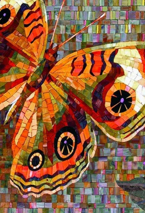 Butterfly Mosaic Art, Butterfly Mosaics, Mosaic Butterflies, Mosaic Butterfly, Butterfly Mosaic, Mosaic Art Diy, Landscape Art Quilts, Mosaic Animals, Mosaic Garden Art