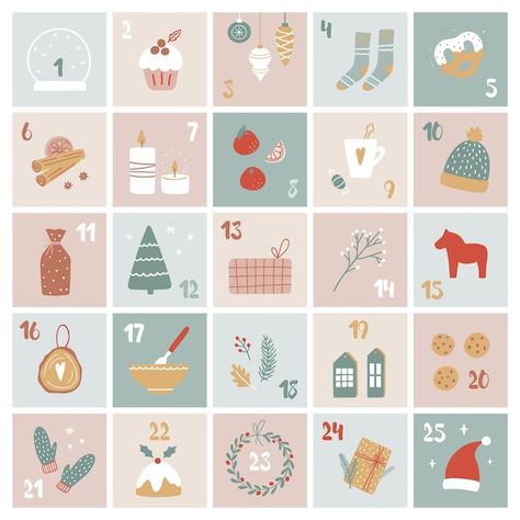 Christmas Present Vector, Christmas Present Decoration, Advent Calendar Christmas, Creative Calendar, Merry Christmas Background, Calendar Christmas, Holiday Countdown, Cute Christmas Wallpaper, Christmas Calendar