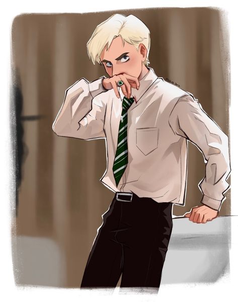 Harry Potter Character Fanart, Lucious Malfoy Fanart, Draco Fan Art, Draco Tok, Harry Potter In Slytherin Fanart, Book Draco Malfoy Fanart, Professor Draco Malfoy Fanart, Draco Fanart, Tonks Harry Potter