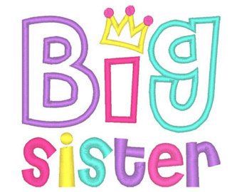 Happy Sisters Day, Boutique Fonts, Big Sister To Be, Sister Day, Embroidery Boutique, Pes Embroidery, Pretty Fonts, Shower Cookies, Lil Sister