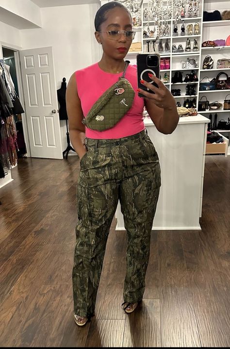 Army Color Outfits, Pink Camo Outfit, Pink And Camo Outfit, Nubian Style, Outfits With Pink, Camouflage Outfit, Winter Outfits Black Women, Camo Outfit, Freakum Dress