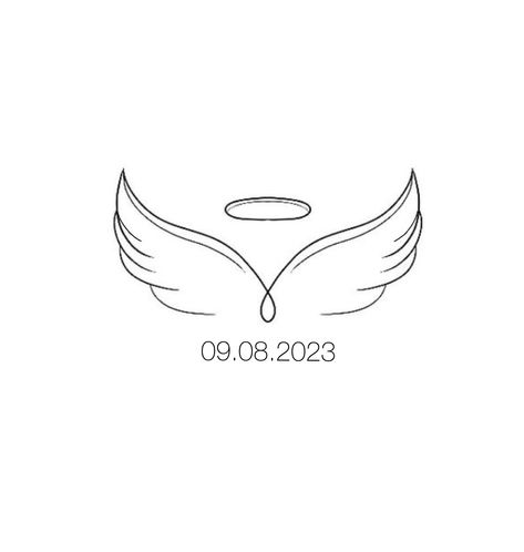 Grandma And Grandpa Tattoos Memories, Angel Wings Remembrance Tattoo, Angel Tattoo With Date, Angel Wings With Date Tattoo, Angle Wings Tattoo Women, Angel Wings Drawing Easy, Angle Wing Tattoos, Memorial Tattoos Mom, Baby Memorial Tattoos