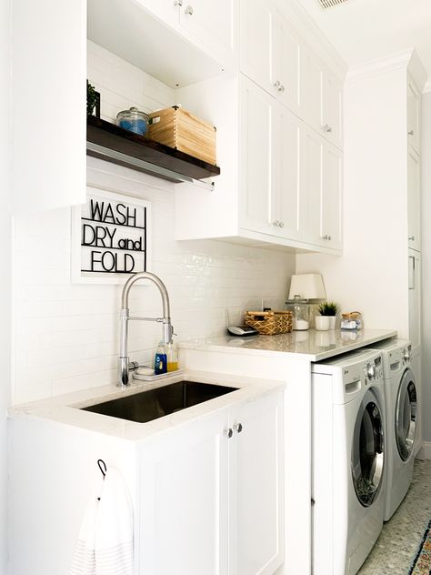 Stacy's Savings | A lifestyle blog with a frugal twist - A lifestyle blog with a frugal twist Galley Laundry Room Ideas, Garage With Adu, Ikea Laundry Room Cabinets, Laundry Yard, Ikea Laundry, Ikea Laundry Room, Laundry Reno, Home Laundry Room, Backyard Storage Sheds