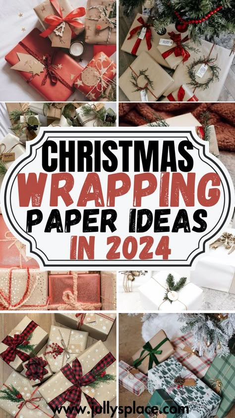 christmas wrapping paper ideas, christmas gift wrapping paper Wrapping Paper Christmas 2024, Modern Christmas Present Wrapping, Christmas Wrapping 2024 Trends, Woodland Christmas Wrapping, Gift Wrapping Trend 2024, Wrapping With Craft Paper, Personalized Christmas Wrapping Paper, Wrapping Paper Theme Ideas, Wrapping Paper Design Ideas