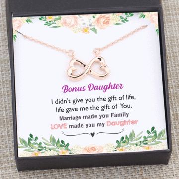 Bonus Daughter Gift - I didn't give you the gift of life - Marriage made you family Step Daughter Wedding Gift, Wedding Gift For Daughter, Soul Sisters Gifts, Bonus Daughter, Infinity Necklace Silver, Rose Gold Circle, Love Is Forever, Daughter In Law Gifts, Chicken Wrap