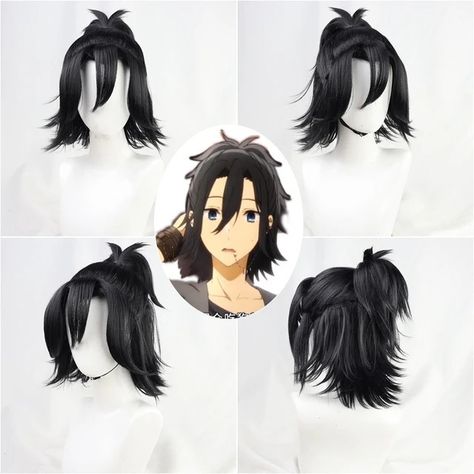 Cortes Aesthetic, Horimiya Miyamura, Hori Kyoko, Hori San, Short Black Wigs, Miyamura Izumi, Hair Earrings, Halloween Party Props, Ponytail Wig