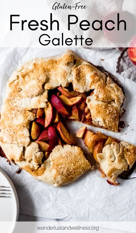 Gluten Free Peach Galette Recipe, Peach Gluten Free Recipes, Gallette Recipe Gluten Free, Gluten Free Peach Galette, Gf Galette, Gluten Free Peach Dessert, Gluten Free Galette, Peach Galette Recipe, Peach Galette