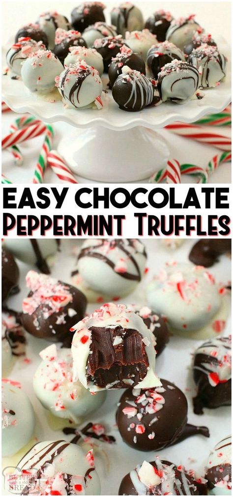 Homemade Dark Chocolate Peppermint Truffles made with just 5 ingredients and SO incredibly delicious! Perfect for Christmas treat plates & holiday gift giving! #truffles #chocolate #peppermint #candy #homemade #dessert #recipe from BUTTER WITH A SIDE OF BREAD Chocolate Peppermint Truffles, Truffles Christmas, Peppermint Truffles, Peppermint Dessert, Homemade Dark Chocolate, Peppermint Recipes, Christmas Truffles, Christmas Food Treats, Peppermint Chocolate