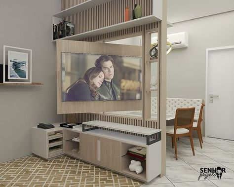 Partition Design Living Rooms, Privacy Room Divider, Tv Stand Room Divider, Led Tv Wall, Modern Wall Unit, Modern Partition, Modern Partition Walls, Ruang Tv, Living Room Divider