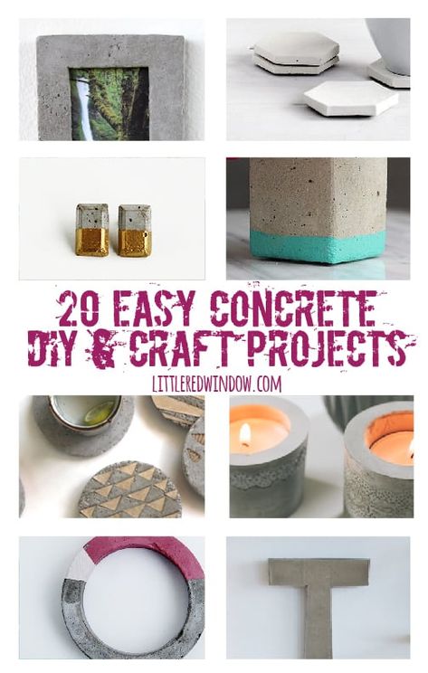 20 Easy Concrete DIY & Craft Projects via @redwindowcrafts Cement Diy, Concrete Diy Projects, Clay Crafts Air Dry, Concrete Crafts, Work Diy, Diy Simple, Cement Crafts, Concrete Projects, Craft Rooms