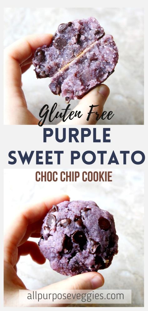 Ube Desserts, Purple Potato Recipes, Pumpkin Healthy, Potato Cookies, Sweet Potato Cookies, Sweet Potato Dessert, Sweet Potato Chocolate, Gf Cookies, Potato Muffins