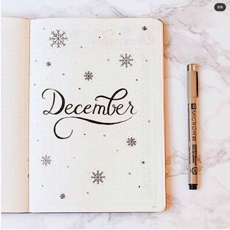 December Cover Page, Bullet Journal Month Cover, Bullet Journal Christmas, Minimalist Bullet Journal, Bullet Journal Titles, Year Journal, December Bullet Journal, Bullet Journal Month, Bullet Journal Monthly Spread