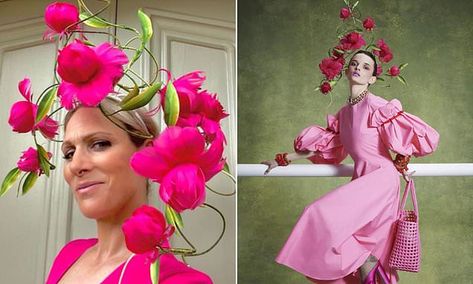 Lena Tindall, Ascot Outfits, Floral Fascinator, Cheltenham Races, Bright Blonde Hair, The Pretty Dress Company, Floral Fascinators, Zara Tindall, Zara Phillips