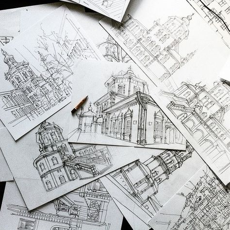 VOTRE ART: Architectural Drawing by Adelina Gareeva Literature Aesthetic, Architecture Drawing Sketchbooks, Landscape Architecture Drawing, Architecture Drawing Plan, Interior Architecture Drawing, Architecture Sketchbook, Architecture Drawing Art, Architectural Sketch, Perspective Drawing