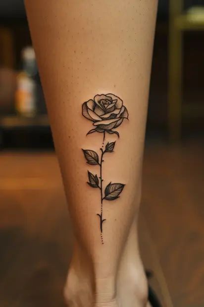 22 Trendy & Feminine Ankle Tattoos For Women Small Back Of Ankle Tattoo, Women Ankle Tattoos, Rose Tattoo Ankle, Feminine Ankle Tattoos, Tattoo Ideas On Leg, Rose Ankle Tattoo, Small Ankle Tattoos For Women, Unique Finger Tattoos, Thigh Wrap Around Tattoo