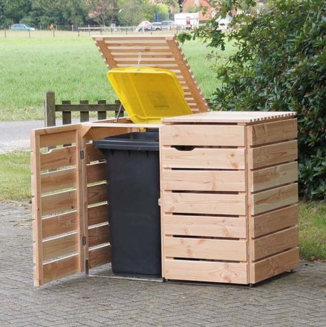 Storage to Keep Your Garbage Undercover #shed #garden #decorhomeideas Outdoor Garbage Storage, Small Storage Shed, Trash Can Storage Outdoor, Garbage Can Storage, Garbage Shed, Storage Shed Organization, Garbage Storage, Outdoor Trash Cans, Shed Organization