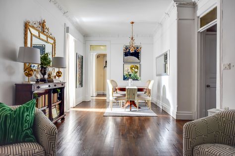 $1.75M Gramercy co-op feels Parisian but comes with keys to NYC's most exclusive park | 6sqft Gramercy Park Nyc, Viking Stove, Decorative Fireplace, Outside Fall Decor, Georgian Interiors, Long Living Room, Gramercy Park, Small Home Offices, Bedroom Fireplace