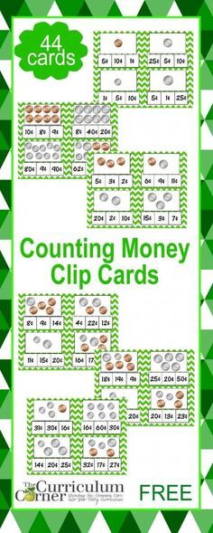 Counting Money Clip Cards FREE from The Curriculum Corner | Math Center Money Learning, Math Money, Teaching Money, Money Activities, Counting Coins, Money Math, Money Lessons, Counting Money, Money Skills