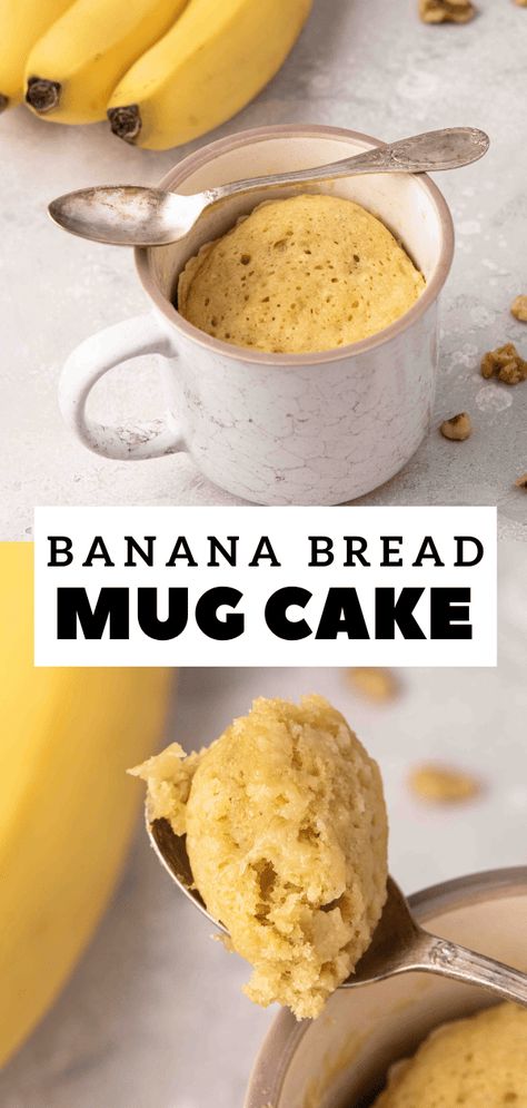 This single serve banana bread mug cake recipe is an easy single serve treat to make any day of the week! Single Serve Banana Bread, Easy Banana Bread Recipes, Banana Bread Mug Cake, Banana Bread Mug, Banana Mug Cake, Banana Bread Cake, The Best Banana Bread, Mug Cake Recipe, Banana Bread Ingredients