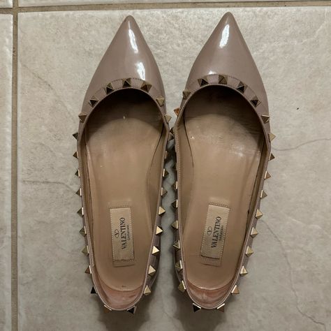 Valentino Patent Leather Rockstud Flat Size 36.5 Used Condition