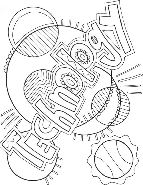 Computer and Technology Coloring Pages at Classroom Doodles Classroom Doodles, Binder School, Dance Coloring Pages, Project Cover Page, School Book Covers, Book Cover Page, Teaching Technology, Math Coloring, Music Coloring