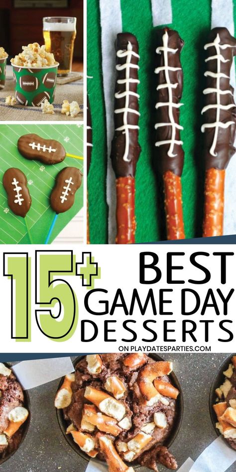 Super Bowl Baking Ideas, Super Bowl Cupcakes Ideas, Super Bowl Treats For Kids, Easy Dessert For Superbowl, Fun Football Desserts, Desserts For Tailgating Football Parties, Super Bowl Party Sweets, Dessert Recipes For Football Party, Sweets For Super Bowl Party