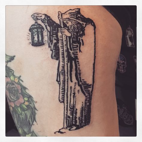 Cohesive Tattoos, The Hermit Tattoo, Hermit Tattoo, Hermit Tarot, Wizard Tattoo, Avatar Tattoo, Sketch Style Tattoos, Tarot Tattoo, Sick Tattoo