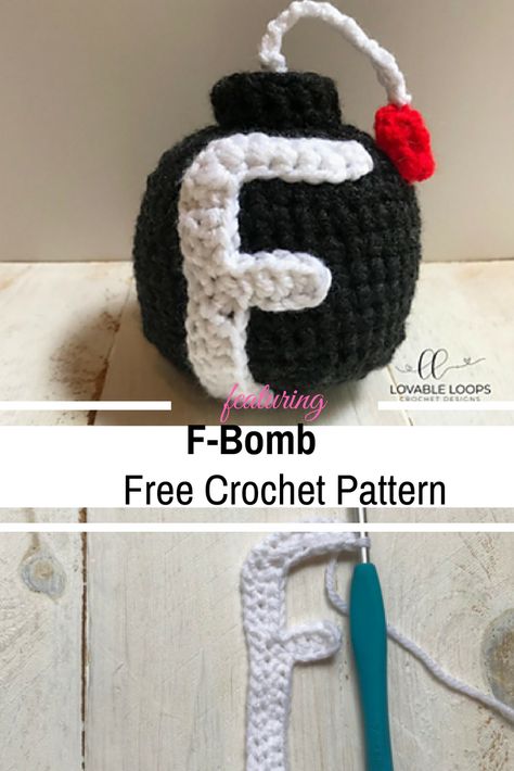 This F Bomb Crochet Pattern Is The Perfect Profane Present For A Co-Worker, Family member, Or Friend [Free Pattern] Bomb Crochet Pattern Free, Emotional Support Dumpster Fire Crochet Free Pattern, Crochet Coworker Gifts, Dumpster Fire Crochet Pattern Free, F Bomb Crochet Pattern Free, Bong Crochet Pattern Free, Crochet Booth, Avocado Pillow, Funny Crochet Gifts