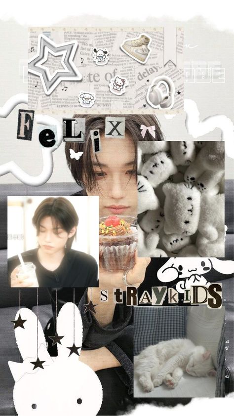 Felix wallpaper aesthetic 🌷🎧 Felix Cute Wallpaper, Felix Wallpaper Aesthetic, Wallpaper Aesthetic White, Felix Cute, Cool Kpop Wallpapers, Ipad Lockscreen, Kids Collage, Straykids Wallpaper, Felix Wallpaper