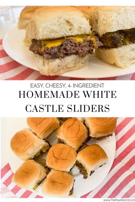 Homemade White Castle Sliders — The Rose Record Hawian Roll Sandwiches, White Castles, Recipes With Hawaiian Rolls, Homemade Sliders, Easy Sliders, White Castle Burgers, White Castle Sliders, Mother's Day Brunch Menu, Hawaiian Sliders