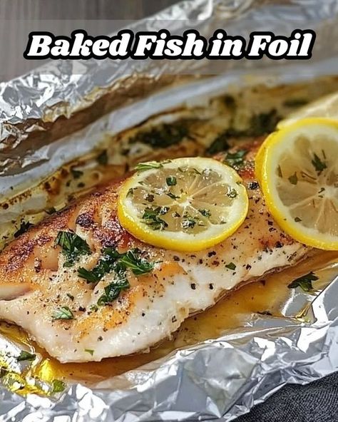 Mama's Old Recipes  �� | 🐟✨ **Baked Fish in Foil: A Simple & Flavorful Meal | Facebook Fish And Veggies In Foil, Foil Baked Fish, Pocket Meals, Oven Foil Packets, Baked Fish In Foil, Fish In Foil, Cod In The Oven, Flounder Fillet, Baked Haddock