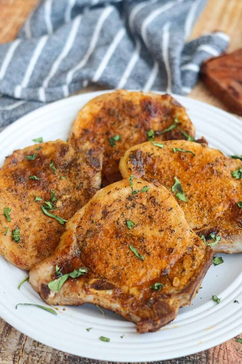 Air Fryer Bone In Pork Chops - Golden Grace Kitchen Pork Chop Air Fryer Recipes Bone In, Bone In Pork Chops In Air Fryer, Air Fryer Bone In Pork Chops, Air Fryer Pork Chops Bone In, Pork Chops In Air Fryer, Air Fry Pork Chops, Pork Chops Bone In, Air Fryer Recipes Pork, Healthy Pork Chops