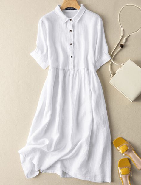 Product id: 1966298 Dress With Buttons In Front Style, Modest Flowy Summer Dress, White Cotton Crop Top, Cute Summer Fits Modest, Cotton Dresses Summer Casual, Cotton Summer Dresses For Women, Daily Dress Casual, Simple Dresses Casual, Cotton Dress Summer Casual