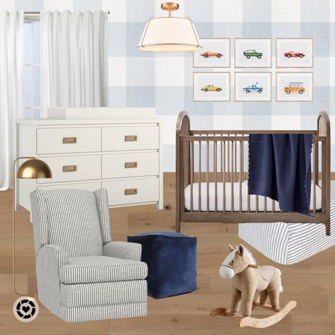 Have a little boy on the way? We’ve put together a classic boy nursery with all the necessities! Drooling over this Glider from @potterybarn paired with this baby blue wallpaper! 😍 Shop this post and all of our vision boards on the @shop.ltk app or online. Looking for a customized vision board for your entire nursery? At Oak Haus Collective we want to take out the overwhelm and stress of decorating your nursery so you can get back to what’s most important! Contact us today to get started! Plaid Nursery Boy, Baby Blue Nursery Boy, Classic Boy Nursery, Boy Nursery Wallpaper, Baby Boy Wallpaper, Nursery Wallpaper Boy, Plaid Nursery, Baby Blue Nursery, Blue Nursery Boy