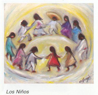 Los Ninos - DeGrazia - so sweet Desert Painting, Musical Art, Native American Artists, Beautiful Tile, Native American Art, Pictures To Paint, Art And Architecture, Nativity, Beautiful Art