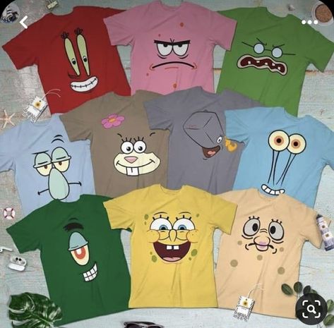 Spongebob Clothes, Halloween Costume Group, Spongebob Shirt, Spongebob Birthday Party, Spongebob Party, Spongebob Square, Spongebob Birthday, Halloween Costumes Friends, Square Pants