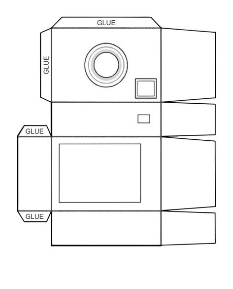 Paper Camera Template, Camera Paper Craft, Hello Kitty Uno, Camera Template, Cardboard Camera, Camera Crafts, Camera Diy, Paper Camera, Polaroid Template