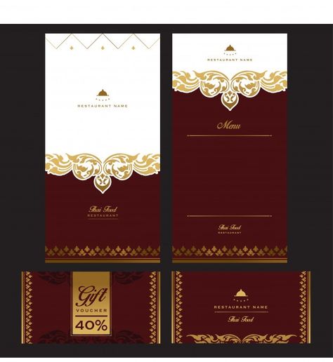 Thai Food Restaurant, Thai Food Menu, Thai Menu, Brochure Food, Turkish Restaurant, Graphic Portfolio, Thai Design, Thai Pattern, Restaurant Menu Template