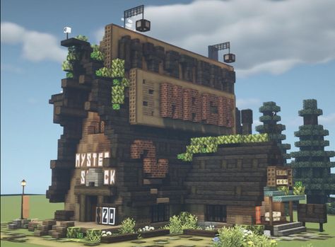 Gravity Falls House Plan, Minecraft Creative Houses, Minecraft Mystery Shack, Minecraft Gravity Falls, Minecraft World For Girlfriend, Mystery Shack Minecraft, Gravity Falls House, Gravity Falls Minecraft, Shack Minecraft