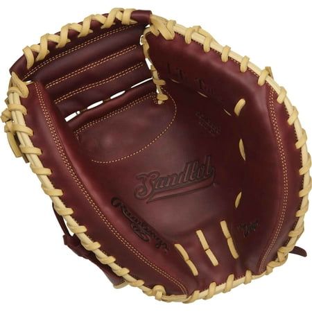 The Rawlings Sandlot baseball glove series offers professionally inspired patterns with a vintage, throwback look. Each glove is meticulously constructed out of Rawlings' oiled pull-up leather that delivers a game-ready feel on day one and requires about a 10% player break-in. On one side, the Zero Shock palm pad provides additional protection that's needed on defense while the padded finger back linings offer a luxurious, unmatched comfort every time you stick your hand in. Size: 33".  Color: Red. Baseball Mitt, Baseball Catcher, Baseball Gear, Sandlot, The Sandlot, Reds Baseball, Youth Baseball, La Source, Baseball Glove