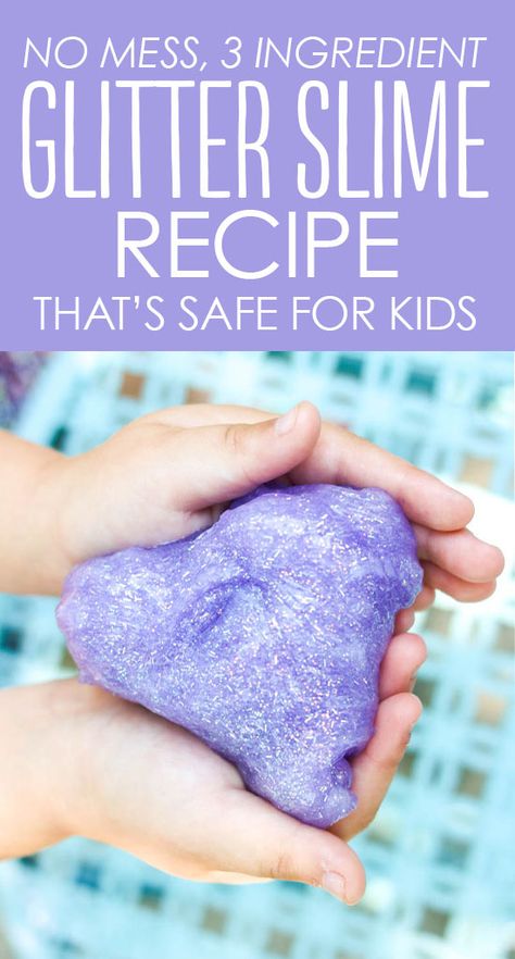 Mess Free Glitter Slime Recipe that's Safe for Kids Safe Slime Recipe, Glitter Slime Recipe, Borax Free Slime, Free Slime, Slime Party, Slime For Kids, Homemade Slime, Glitter Slime, Slime Recipe