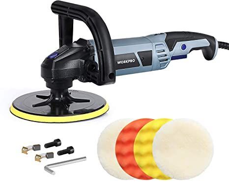 WORKPRO Buffer Polisher - 7-inch Buffer Waxer with 4 Buffing and Polishing Pads, 6 Variable Speed 1000-3800 RPM, Detachable Handle, Ideal for Car Sanding, Polishing, Waxing, Sealing Glaze Car Buffer, Furniture Packages, Car Polish, Plastic Items, Longer Life, Power Source, Sanding, Cincinnati, Car Detailing