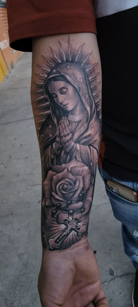 https://www.instagram.com/gerardo_canchola429?igsh=MW02c2dpemUzMjcwNA== Virgin Mary Tattoo Thigh, Our Lady Guadalupe Tattoo, Mary Of Guadalupe Tattoo, Mexican Virgin Mary Tattoo, Our Lady Of Guadalupe Tattoo Sleeve, Our Lady Of Guadalupe Tattoo Design, Tattoo Idea Parents, Rose Filler Tattoos, Virgin Mary Tattoo Stencil Outline