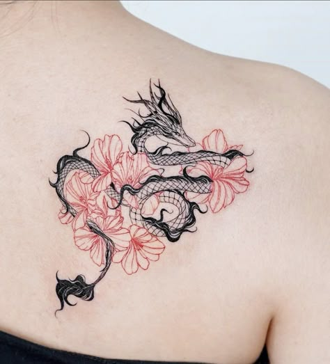 Black Dragon Tattoo, Red Dragon Tattoo, Small Dragon Tattoos, Dragon Tattoo For Women, Red Ink Tattoos, Red Tattoos, Dragon Tattoo Designs, Matching Tattoos, Tattoo Ink